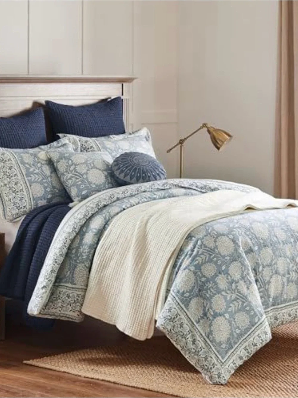 Levtex Blue and White Floral-Pattern Duvet Set